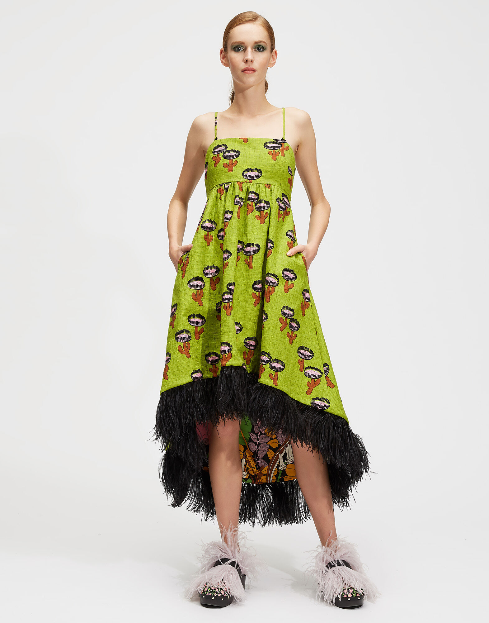 La Scala Dress La DoubleJ: Chirpy Cactus Verde La Scala Dress LaDoubleJ: Chirpy Cactus Verde DRE0160COT005