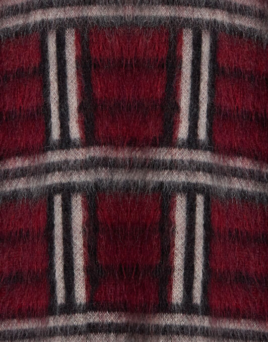 Check Poncho La DoubleJ: Kells Check Burgundy, Black, and Ecru SCA0112KNI220