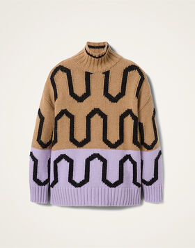 Comber Turtleneck La DoubleJ: Camel & Lilac PUL0225KNI134