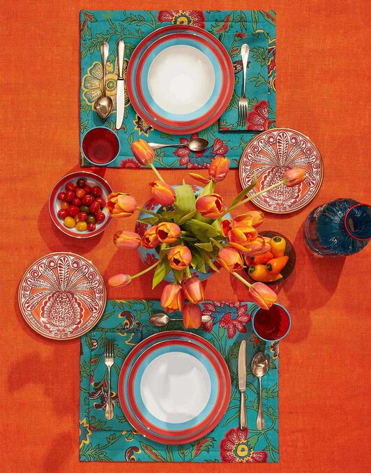 Placemat Set Of 2 La DoubleJ: Dragon Flower Turchese Placemat Set Of 2 La DoubleJ: Dragon Flower Turchese TBM0001LIN005