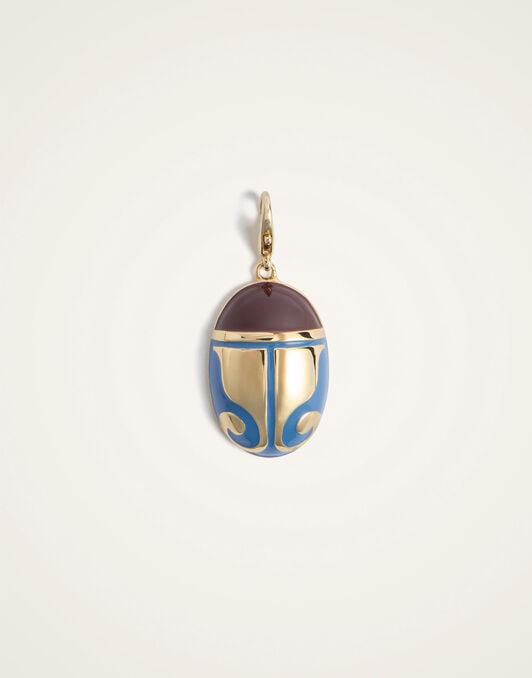 Mini JJ Scarab Charm La DoubleJ: 24K Gold Plate & Blue Enamel Mini JJ Scarab Charm La DoubleJ: 24K Gold Plate & Blue Enamel CHM0026MET002