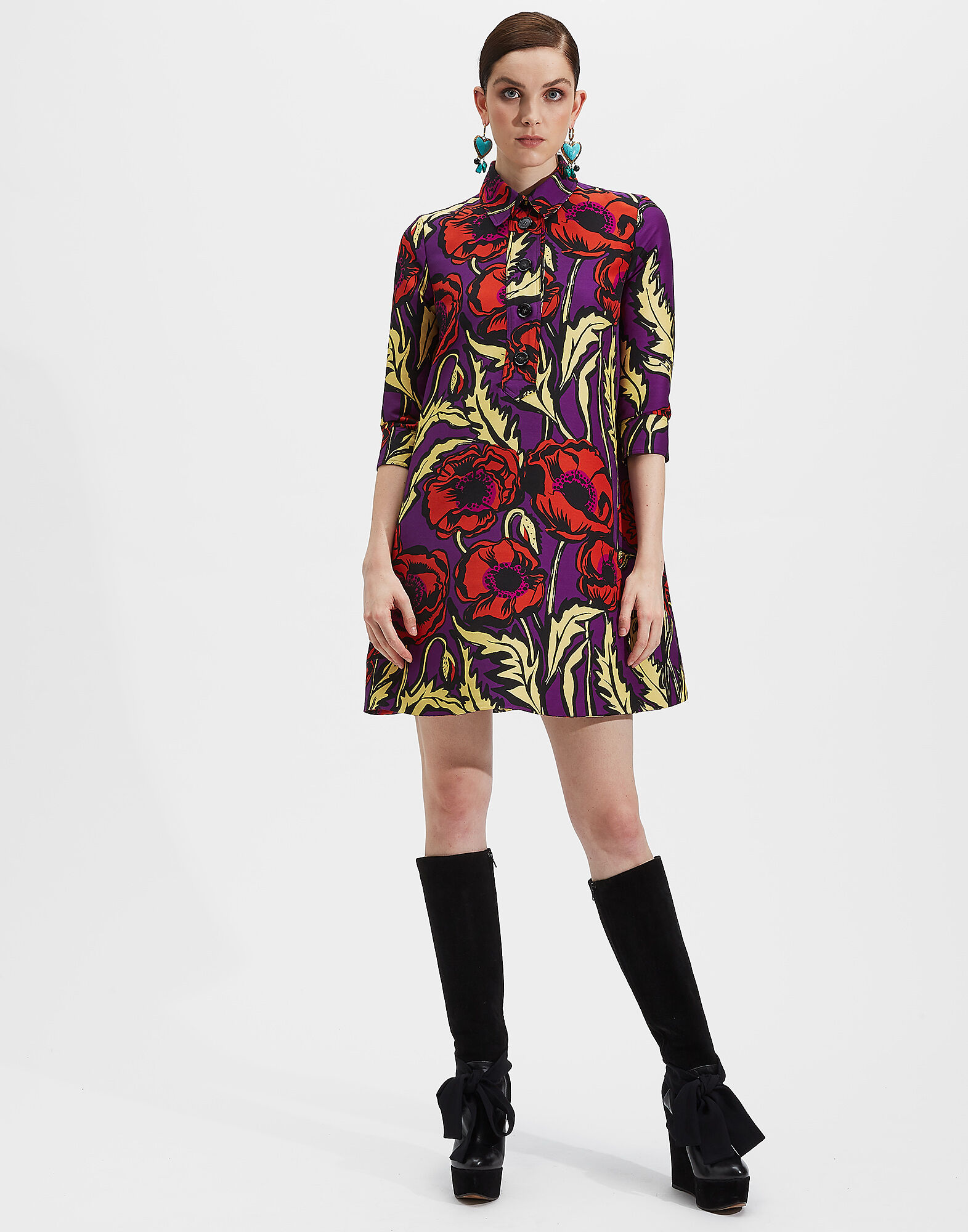 Short Artemis Dress La DoubleJ: Big Blooms Viola Short Artemis Dress LaDoubleJ: Big Blooms Viola DRE0180CAD001