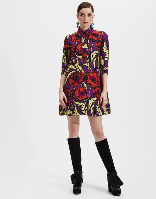 Short Artemis Dress La DoubleJ: Big Blooms Viola Short Artemis Dress LaDoubleJ: Big Blooms Viola DRE0180CAD001