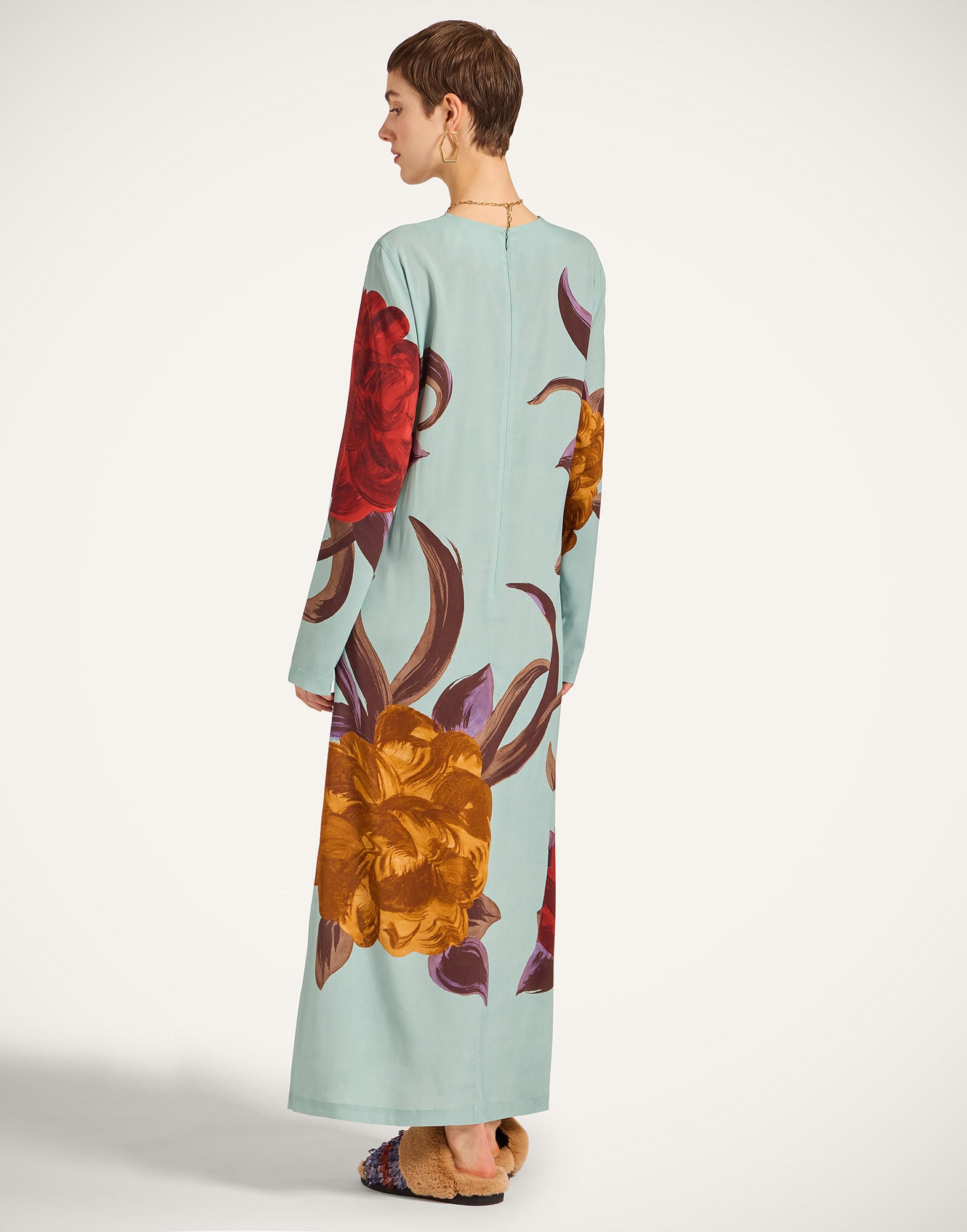 Long Sleeve Swing Dress La DoubleJ: Peony Placée Light Blue Long Sleeve Swing Dress La DoubleJ: Peony Placée Light Blue DRE0231VIS001