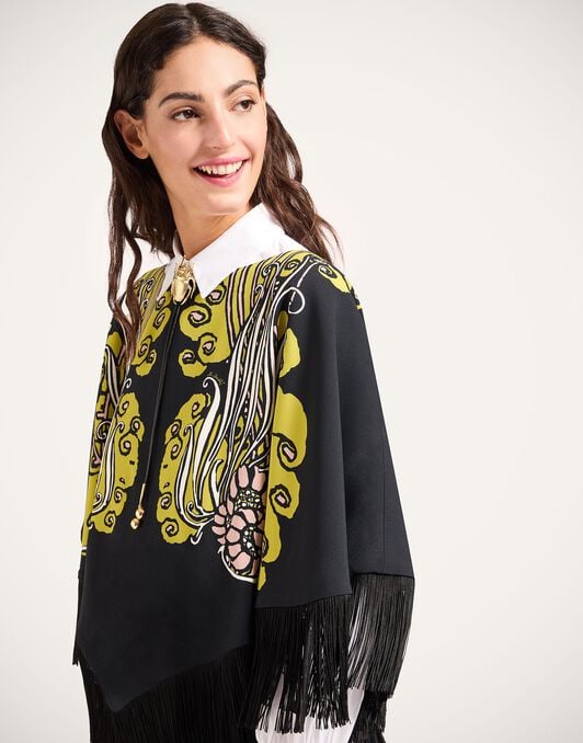 Reversible Mini Poncho Top La DoubleJ: Lemuria Placée Black Reversible Mini Poncho Top La DoubleJ: Lemuria Placée Black SCA0077VIS011
