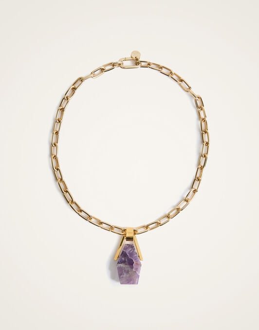 Portal Necklace La DoubleJ: 24k Gold Plate & Amethyst Portal Necklace La DoubleJ: 24k Gold Plate & Amethyst NEC0021BRA003