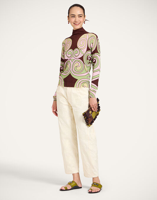 Silky Turtleneck La DoubleJ: Kells Swirl Placée Burgundy Silky Turtleneck La DoubleJ: Kells Swirl Placée Burgundy PUL0302KNI172