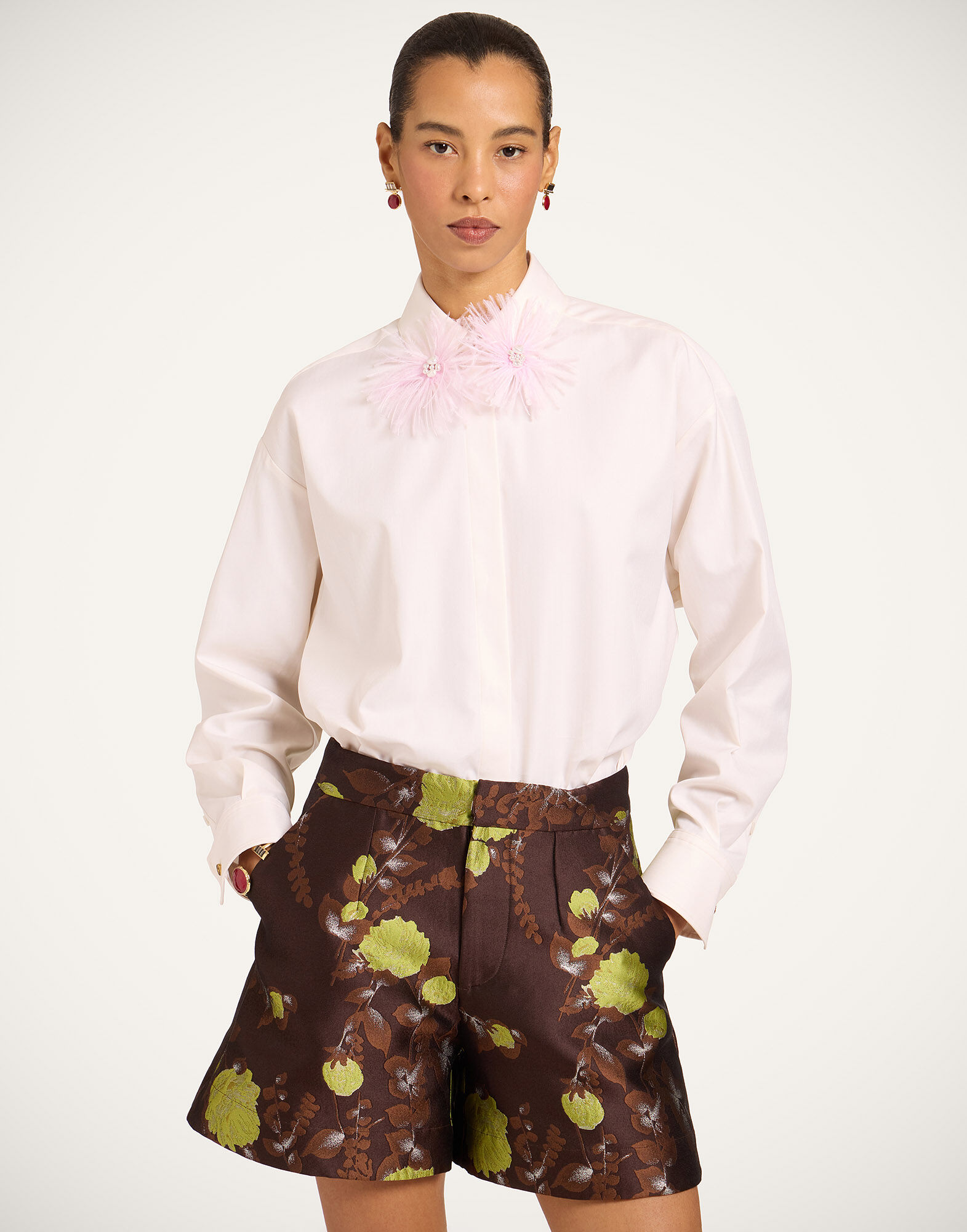 Long Sleeves Club Shirt La DoubleJ: Solid Ecru SHI0180COT100