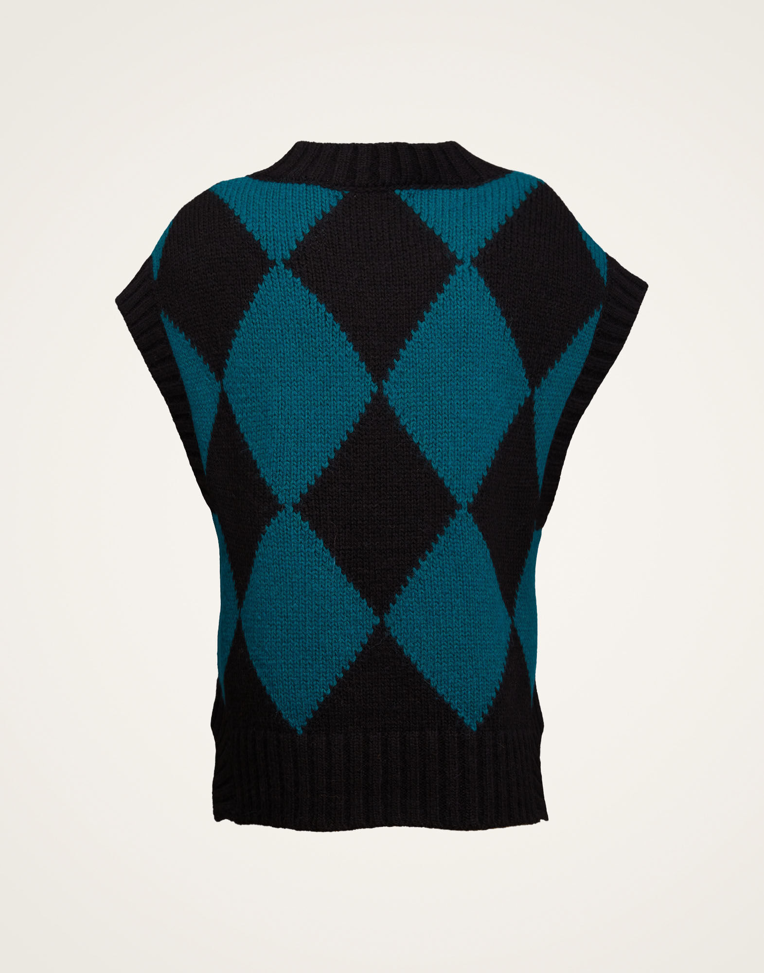 Argyle Gilet La DoubleJ: Black / Green Argyle Gilet La DoubleJ: Black / Green TOP0077KNI064