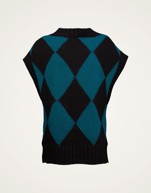 Argyle Gilet La DoubleJ: Black / Green Argyle Gilet La DoubleJ: Black / Green TOP0077KNI064