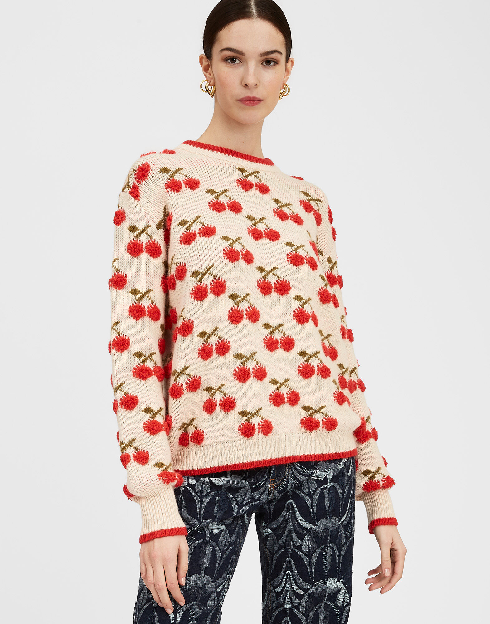 Cherry Sweater La DoubleJ: Off White Cherry Sweater La DoubleJ: Off White PUL0103KNI092