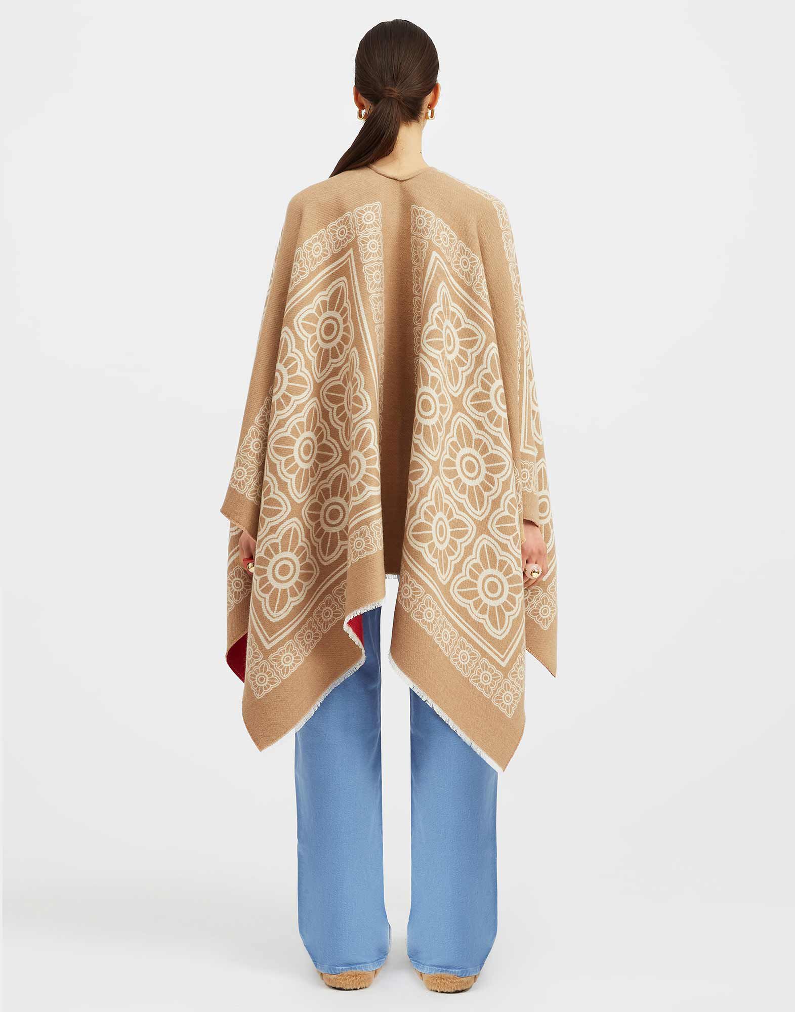 Poncho La DoubleJ: Mix Tiles Camel SCA0048WOL015