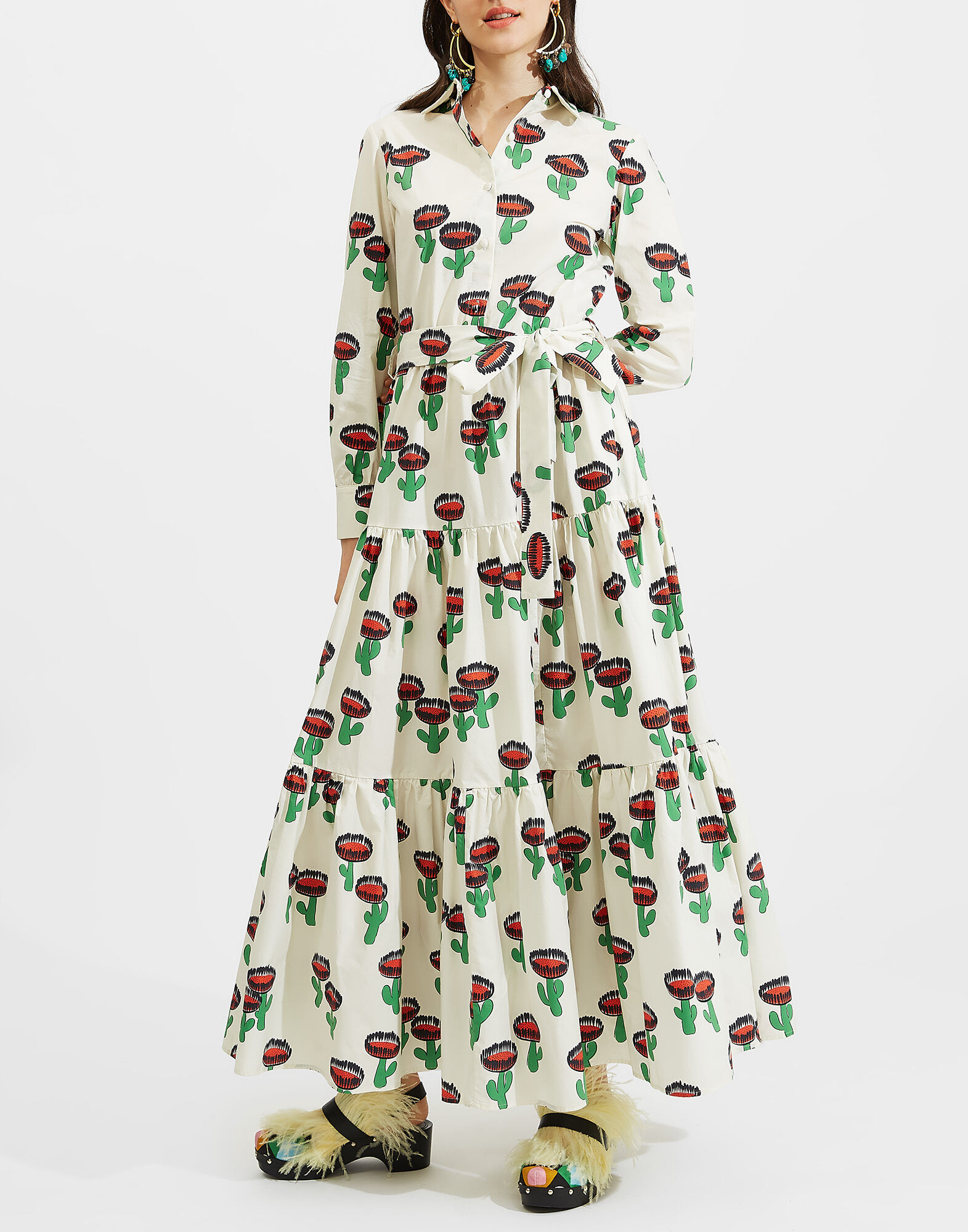 Bellini Dress La DoubleJ: Chirpy Cactus Bellini Dress LaDoubleJ: Chirpy Cactus DRE0016COT001