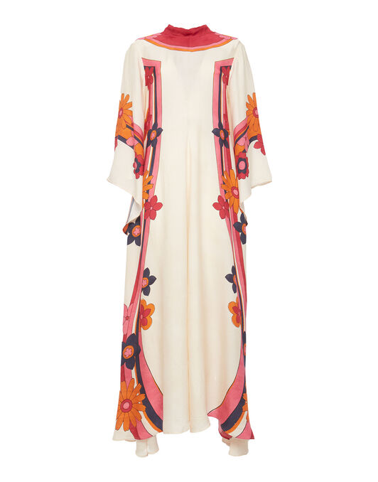 Magnifico Dress La DoubleJ: Beat Flower Placée White Orange DRE0232VIS004