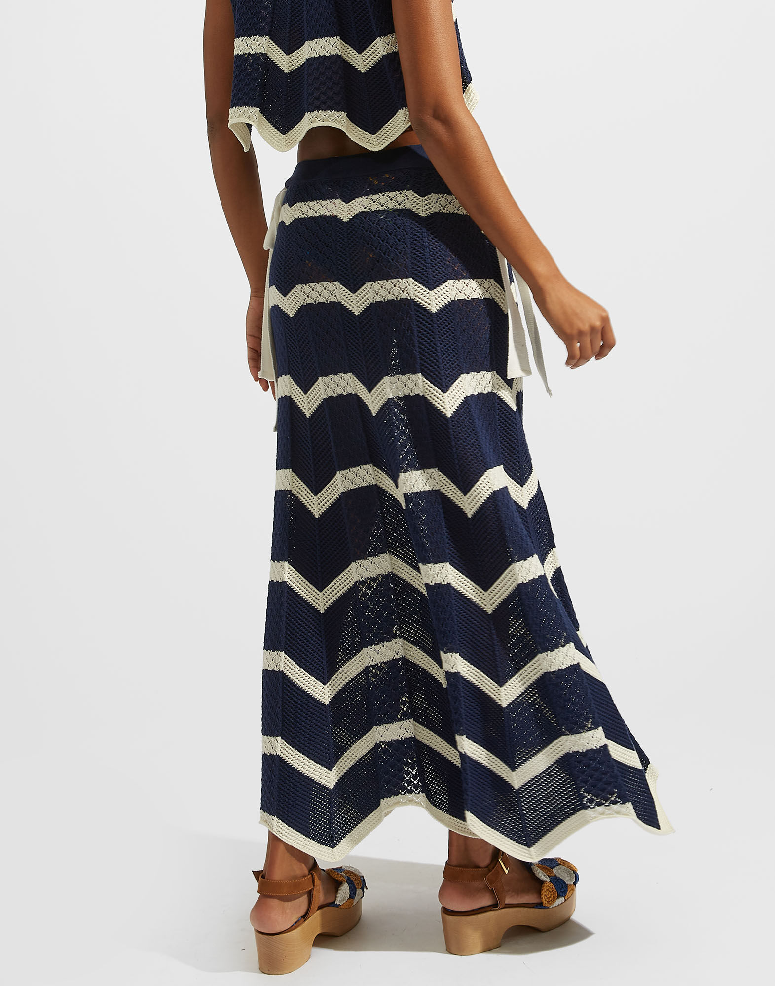 Chevron Dress La DoubleJ: Navy / Avorio DRE0509KNI079