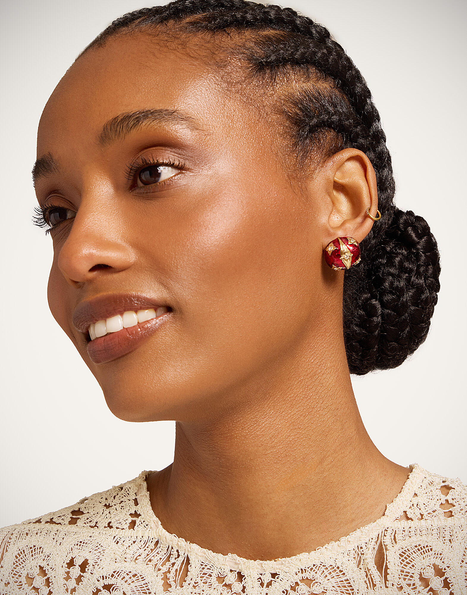 Lady Scarab Earrings La DoubleJ: 24K Gold Plate & Rhinestone EAR0068MET002