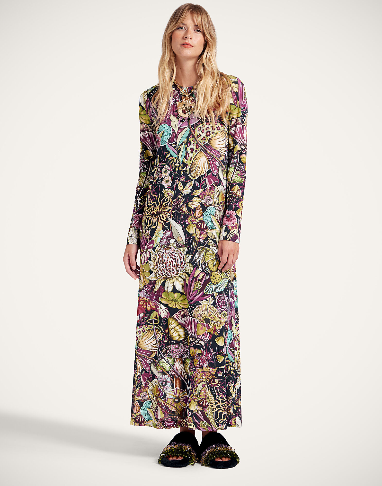 Long Sleeve Swing Dress La DoubleJ: Fun-Gi Green Long Sleeve Swing Dress La DoubleJ: Fun-Gi Green DRE0831JER027