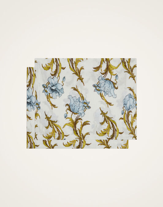 Placemats Set Of 2 La DoubleJ: Nymph Bloom Light Blue Placemats Set Of 2 La DoubleJ: Nymph Bloom Light Blue PMT0026LIN008