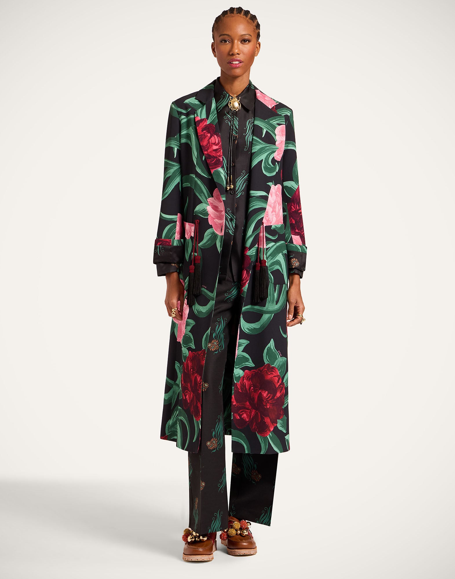 Duster Coat La DoubleJ: Peony Black Duster Coat La DoubleJ: Peony Black JAC0203SAB001