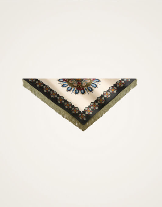 Fringe Triangle Scarf La DoubleJ: Nucleus Placée Off White Fringe Triangle Scarf La DoubleJ: Nucleus Placée Off White SCA0076SIL006