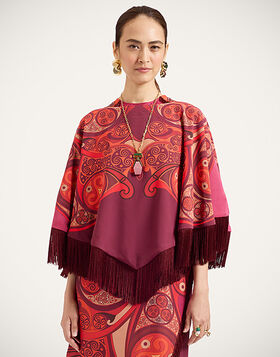 Mini Poncho La DoubleJ: Alchemy Placée Dark Red SCA0077VIS036