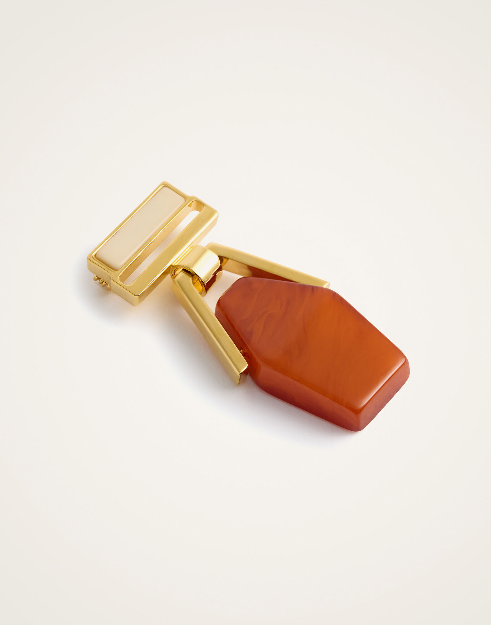Portal Brooch La DoubleJ: 24k Gold Plate & Orange Resin Portal Brooch La DoubleJ: 24k Gold Plate & Orange Resin BCH0002POL014
