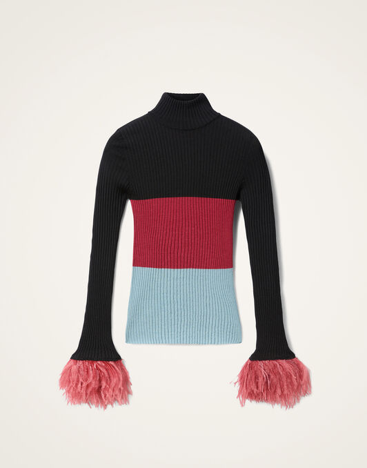 High Kick Top La DoubleJ: Color Block Black & Burgundy PUL0167KNI091