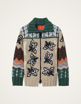 Chalet Cardigan La DoubleJ: Multicolor Camel & Lilac PUL0288KNI166