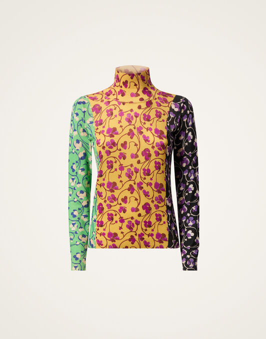 Silky Turtleneck La DoubleJ: Honeysuckle Tricolor Yellow PUL0302KNI172