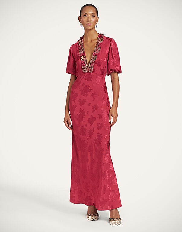 Marlene Dress La DoubleJ: Hibiscus Brick Red Marlene Dress La DoubleJ: Hibiscus Brick Red DRE1204JCQ154