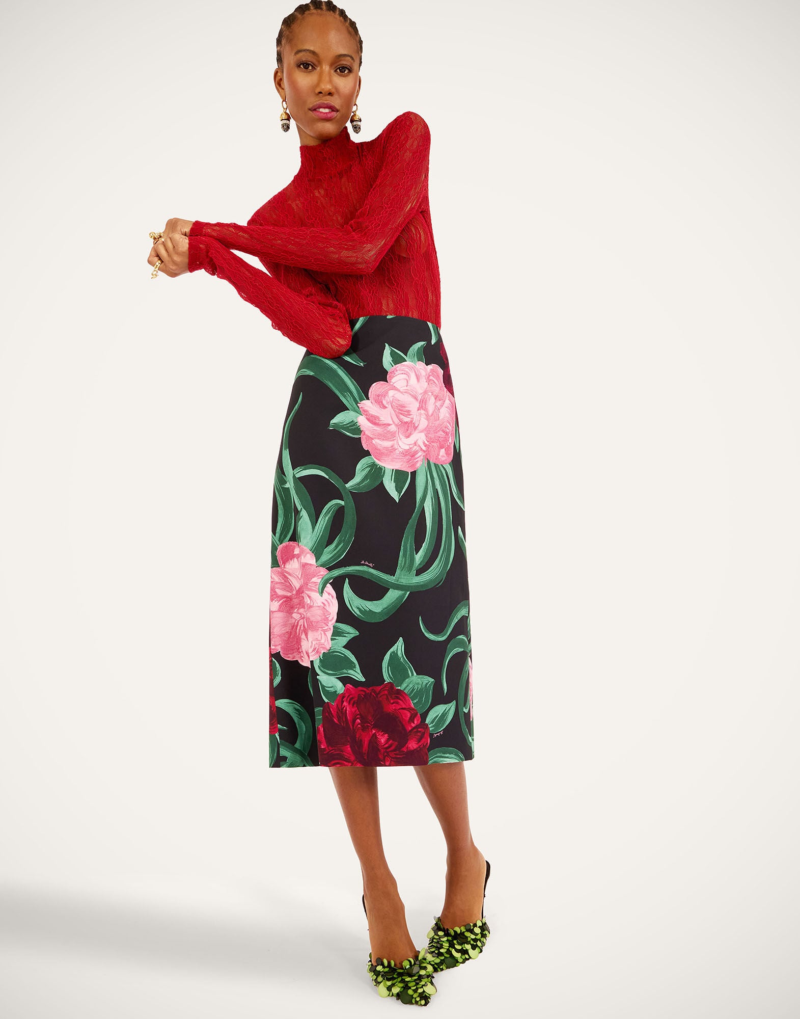 Pencil Skirt La DoubleJ: Peony Black Pencil Skirt La DoubleJ: Peony Black SKI0011SAB001