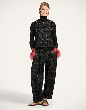 Pleated Pants La DoubleJ: Bicolor Black TRO0214WOL040