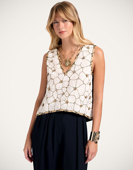 V-Neck Scala Top La DoubleJ: Solid White TOP0170EMB129