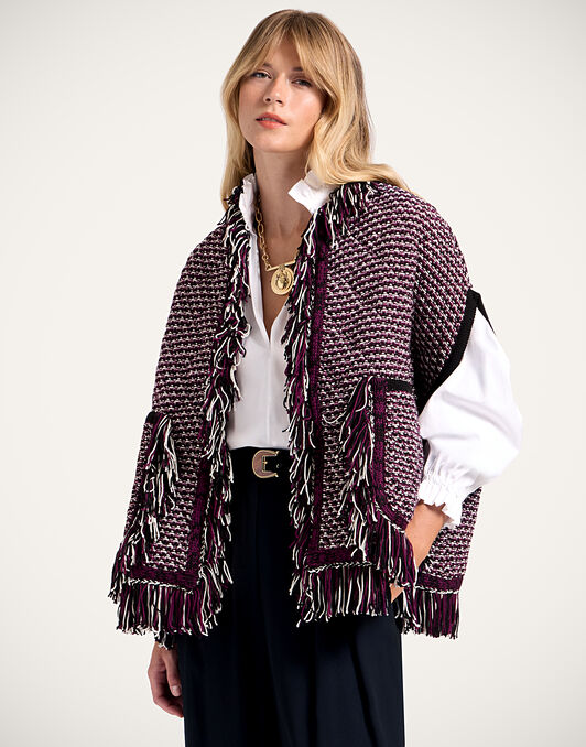 Camelia Cape La DoubleJ: Multicolor Purple & Ivory Camelia Cape La DoubleJ: Multicolor Purple & Ivory JAC0162KNI164