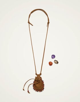 Power Pouch With Crystals La DoubleJ: Solid Tan BAG0085LEA015