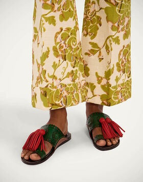 Sandy Slides La DoubleJ: Solid Dark Green SHO0114LEA014