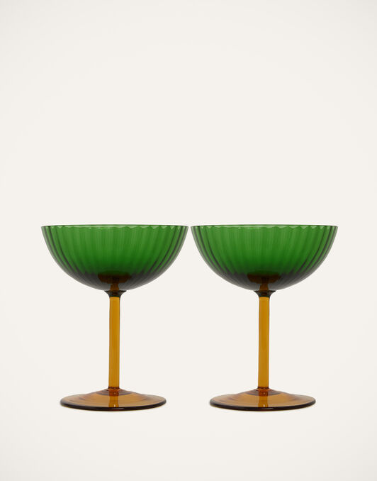 Champagne Coupe Set of 2 La DoubleJ: Verde Champagne Coupe Set of 2 La DoubleJ: Verde GLA0012MUR001