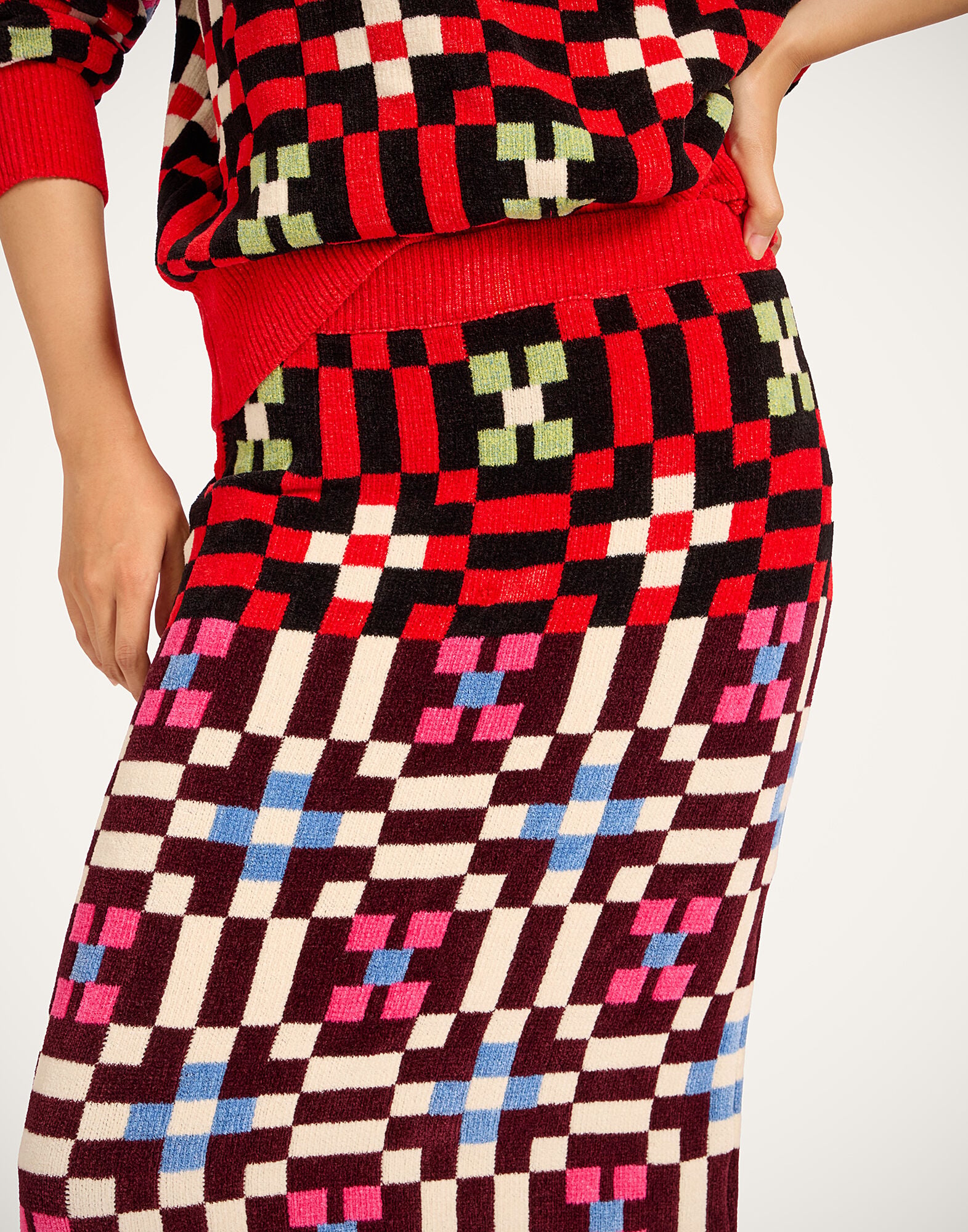 Byte Skirt La DoubleJ: Multicolor Pink & Blue Byte Skirt La DoubleJ: Multicolor Pink & Blue SKI0177KNI173