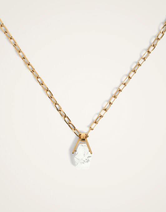 Portal Necklace La DoubleJ: 24K Gold Plate & Howlite Portal Necklace La DoubleJ: 24K Gold Plate & Howlite NEC0021BRA003