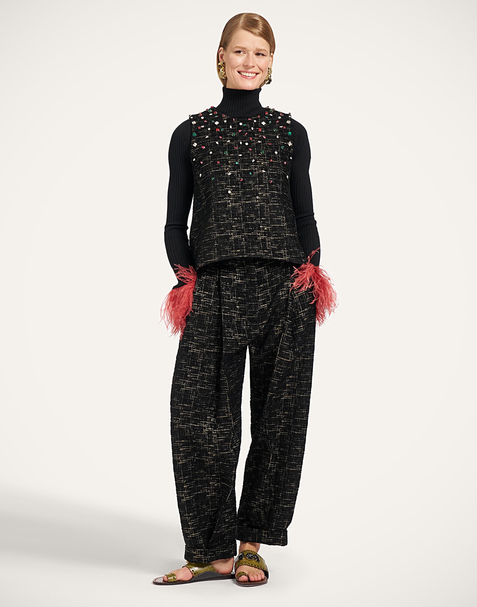 Pleated Pants La DoubleJ: Bicolor Black Pleated Pants La DoubleJ: Bicolor Black TRO0214WOL040