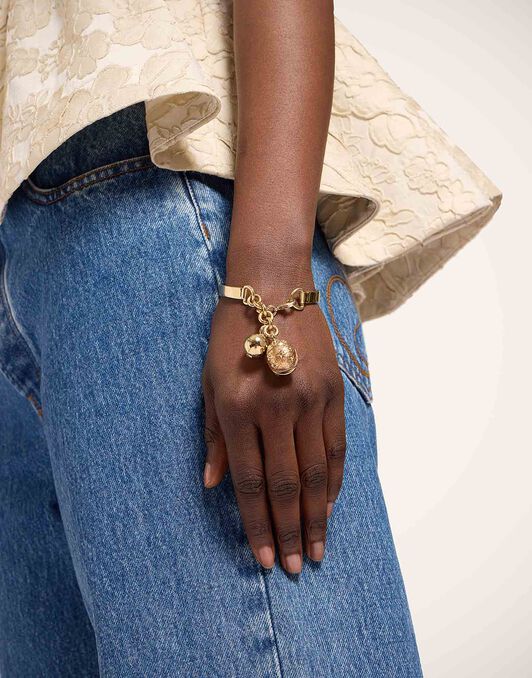 Lady Scarab Bangle La DoubleJ: 24K Gold Plate & Rhinestone Lady Scarab Bangle La DoubleJ: 24K Gold Plate & Rhinestone BAC0015MET002