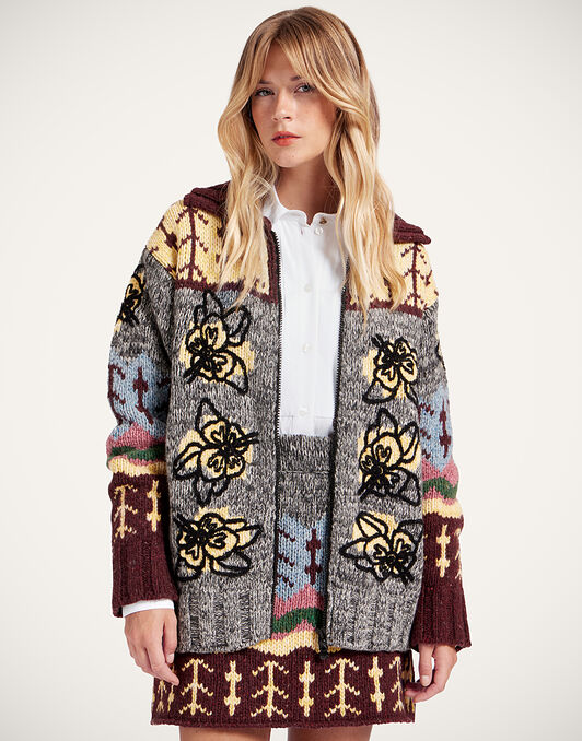 Chalet Cardigan La DoubleJ: Multicolor Grey & Yellow PUL0288KNI166