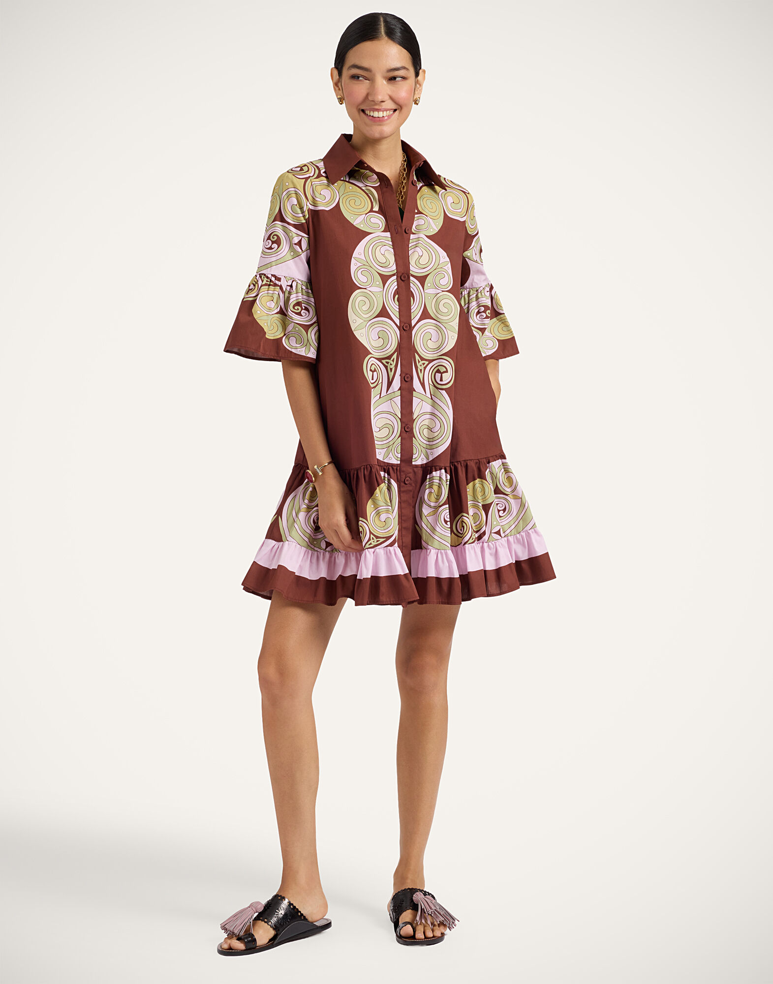 Choux Dress La DoubleJ: Kells Swirl Placée Burgundy DRE0205COT097