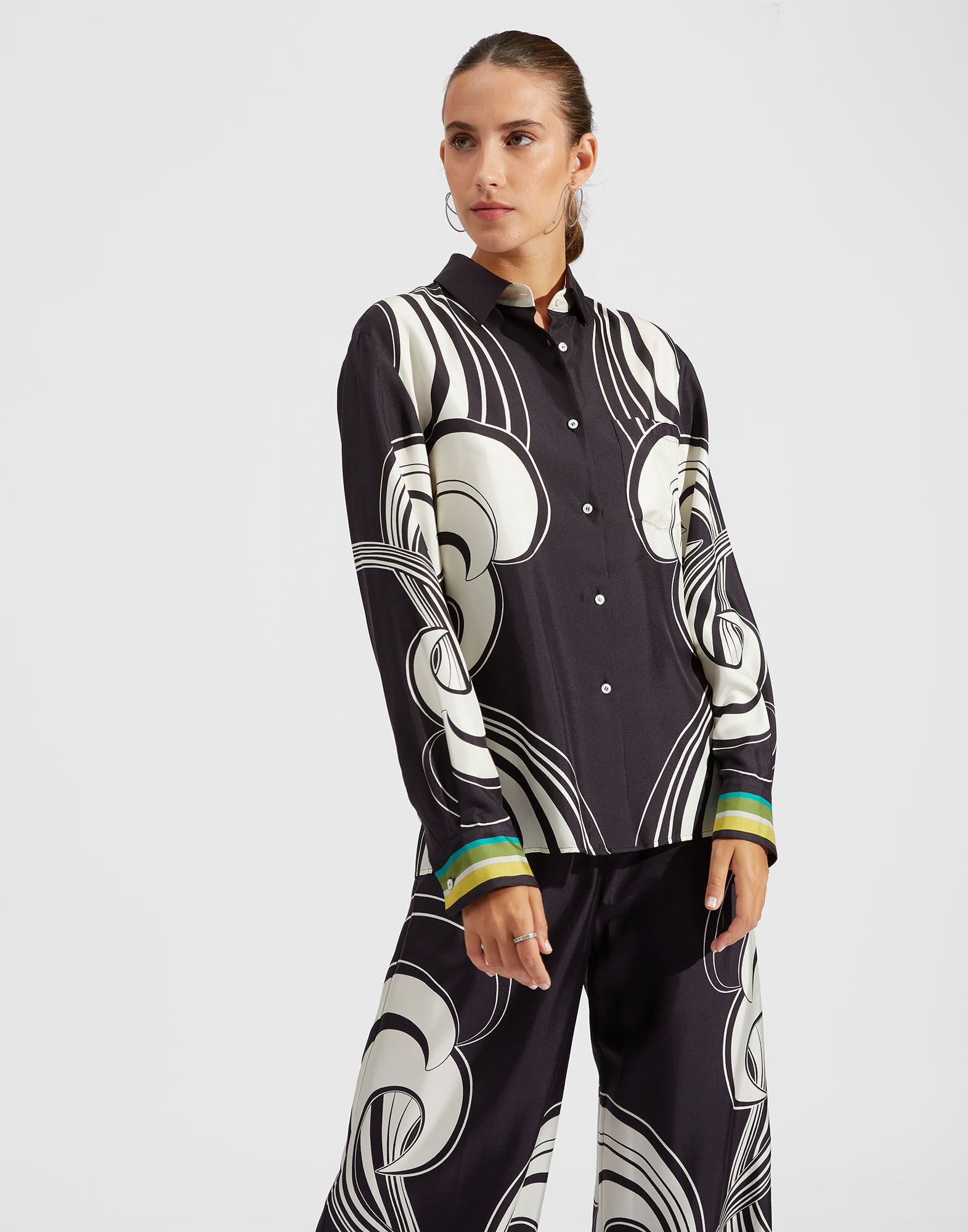 Boy Shirt La DoubleJ: Rainbow Swirl B&W Placée SHI0040SIL006