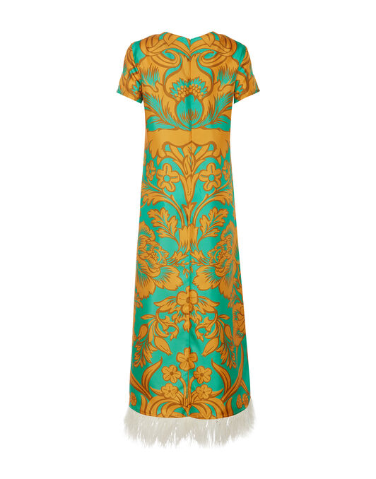 Swing Dress (With Feathers) La DoubleJ: Va-Va Placée Turquoise DRE0864SIL026