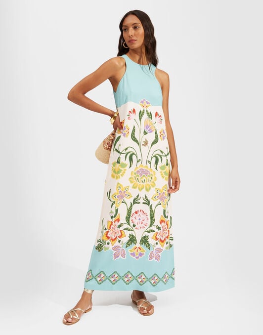 Racer Dress La DoubleJ: Folk Flowers Azzurro Placée Racer Dress La DoubleJ: Folk Flowers Azzurro Placée DRE0344JER023