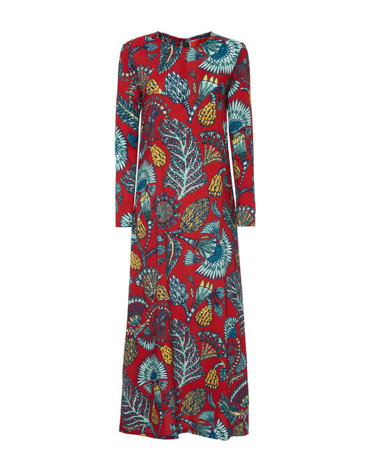 Long Sleeve Swing Dress La DoubleJ: Sicomore Red Long Sleeve Swing Dress La DoubleJ: Sicomore Red DRE0184VIS001