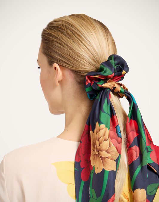 Bow Scrunchie La DoubleJ: Queen Peony Blue SCR0007SIL001