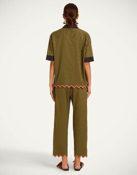 Drawstring Pants La DoubleJ: Pinstripe Green TRO0205VIS029