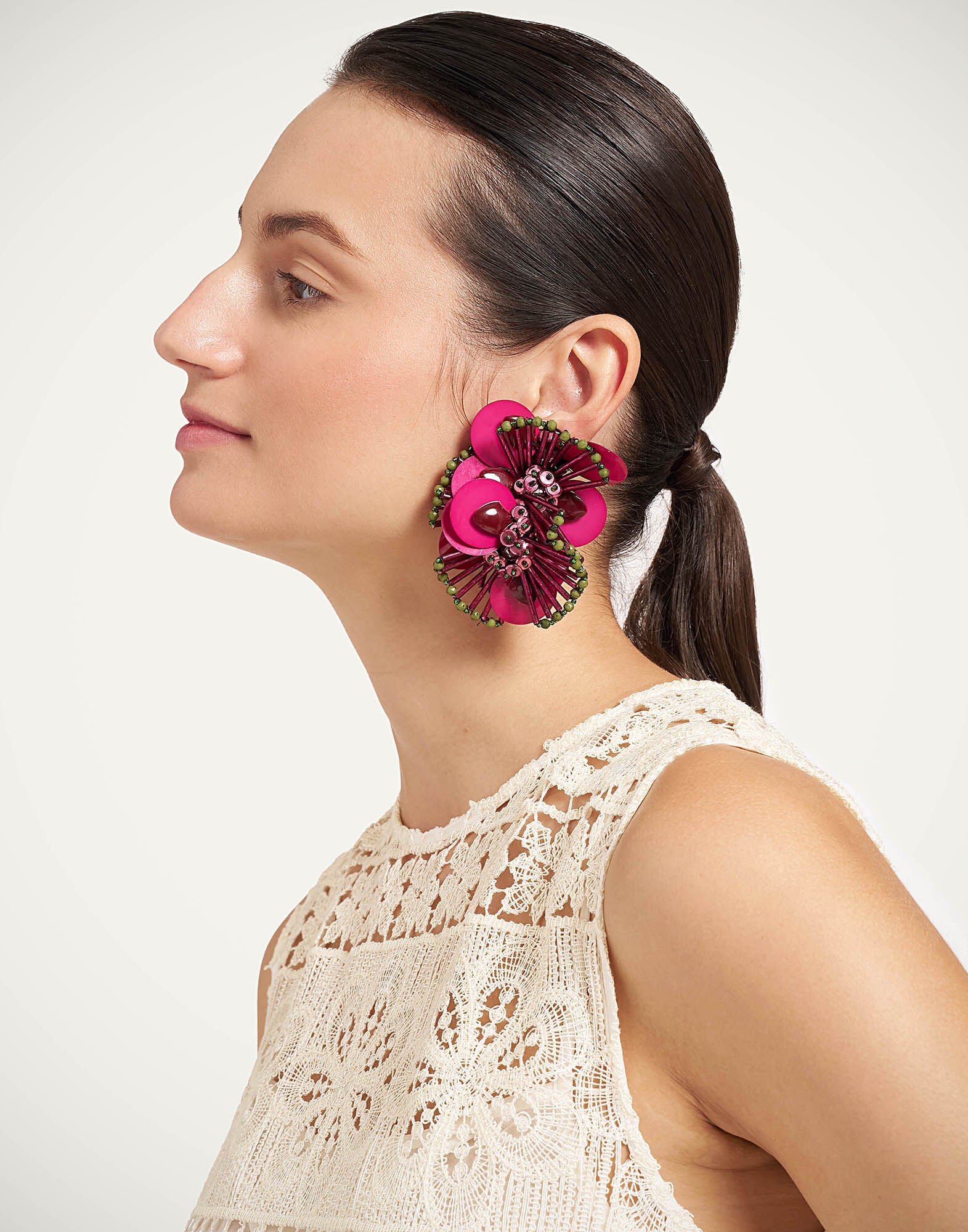 Petal Long Earrings La DoubleJ: Burgundy Petal Long Earrings La DoubleJ: Burgundy EAR0090EMB222